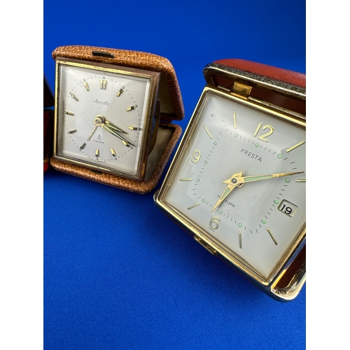 91 - Five Vintage Travel Alarm Clocks including Seiko