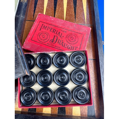 282 - Vintage Jaques Backgammon Set, Wooden Board & Imperial Draughts Set