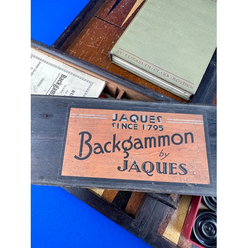 282 - Vintage Jaques Backgammon Set, Wooden Board & Imperial Draughts Set