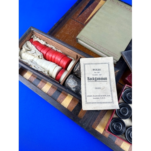 282 - Vintage Jaques Backgammon Set, Wooden Board & Imperial Draughts Set