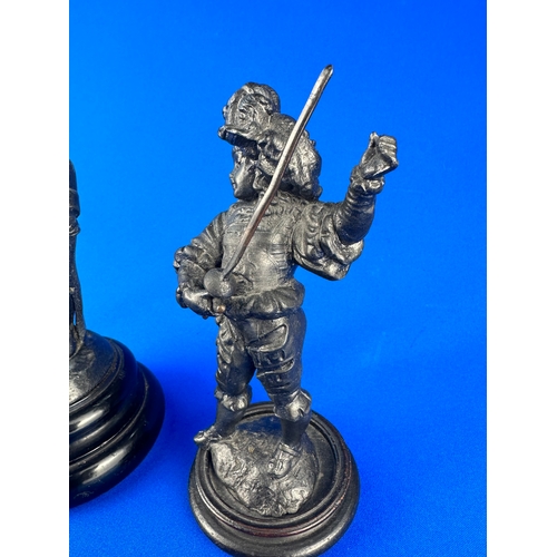 193 - Two Spelter Figures on Wooden Bases