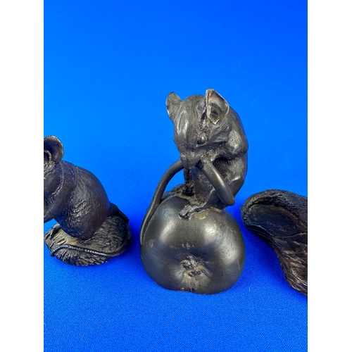 196 - Trio of Cold Cast Bronze Figures including Mice & Otter