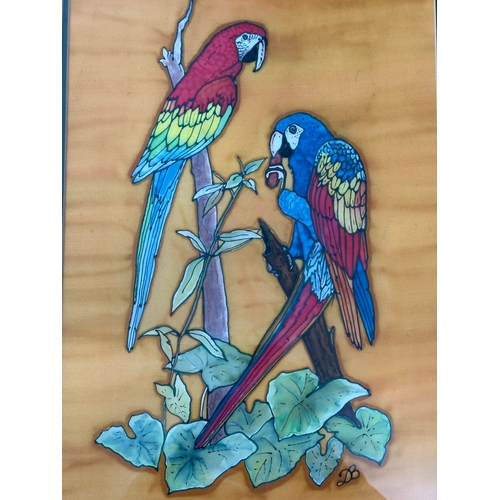 376 - Printed Fabric Parrot Picture