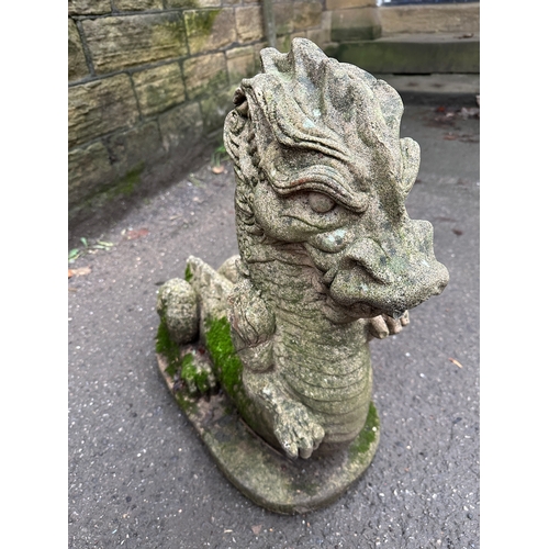 347 - Cast Concrete Chinese Dragon Garden Ornament