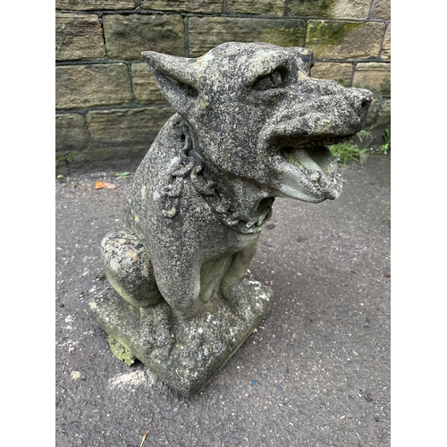 355 - Large Cast Concrete Gargoyle Dog Garden Statue