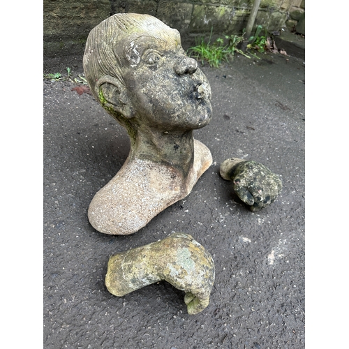 357 - Drowning Man and Hands Cast Concrete Pond-side Water Feature - lot 1 of 2