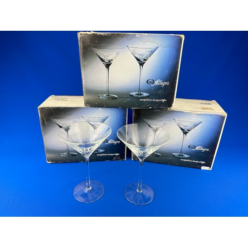 340 - 6 Allegro Etched Crystal Martini Glasses