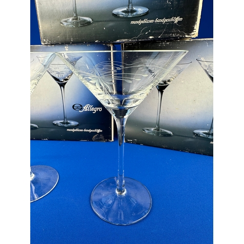 340 - 6 Allegro Etched Crystal Martini Glasses