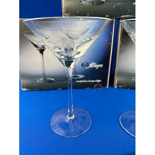 340 - 6 Allegro Etched Crystal Martini Glasses