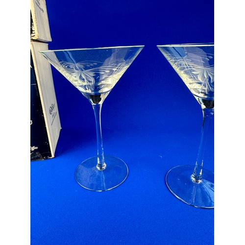 340 - 6 Allegro Etched Crystal Martini Glasses