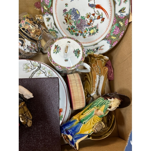 471 - Box of Oriental Ceramics & Vintage Figurines