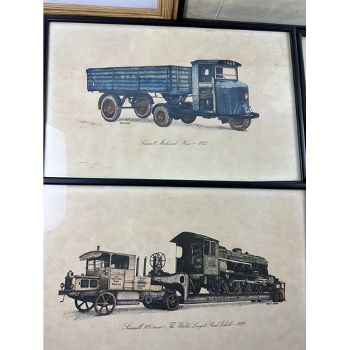 377 - Collection of Five Paul G. Davies Prints of Scammell Trucks Handed out by British Leyland.  Alongsid... 