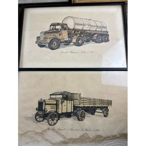 377 - Collection of Five Paul G. Davies Prints of Scammell Trucks Handed out by British Leyland.  Alongsid... 