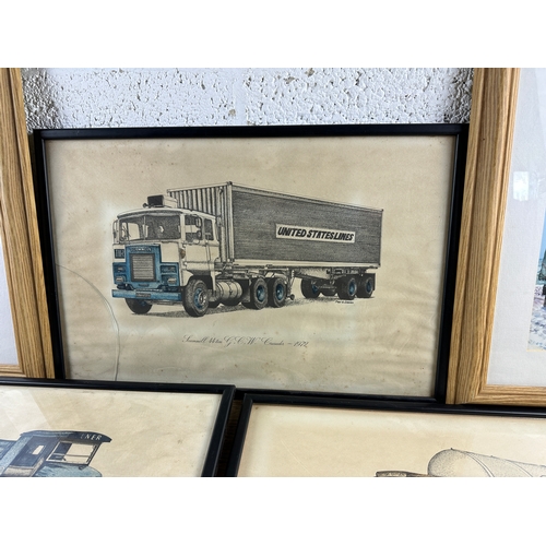 377 - Collection of Five Paul G. Davies Prints of Scammell Trucks Handed out by British Leyland.  Alongsid... 