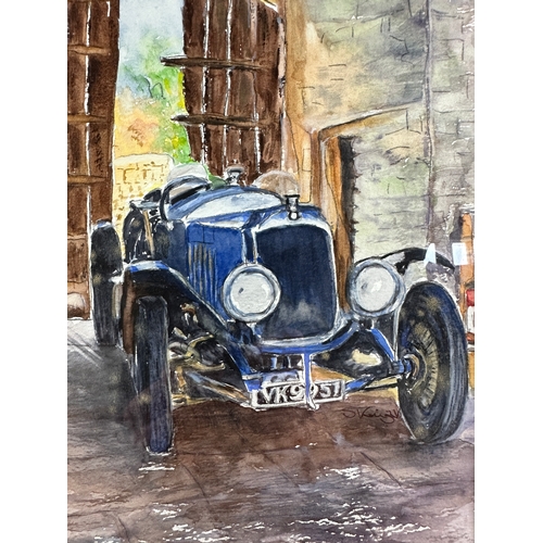 381 - Original Artist Signed Watercolour of Vintage Car