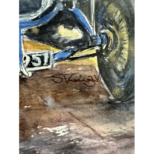 381 - Original Artist Signed Watercolour of Vintage Car