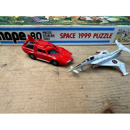 296 - Captain Scarlet Diecast Vehicles, Boxed Thunderbirds DVD & Vehicle Set with Vintage Space 1999 Jigsa... 