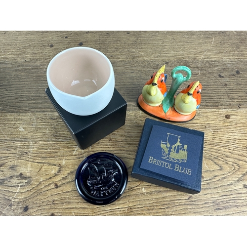 160 - Collectables inc. Bristol Blue 'The Matthew Sailing' Paperweight by Peter Hewlett, Nespresso Espress... 