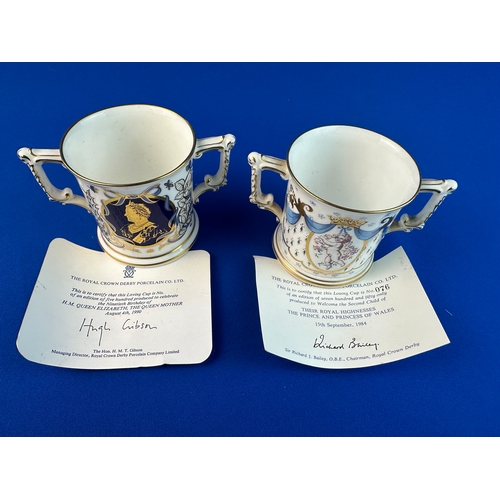 260 - Two Royal Crown Derby Limited Edition Commemorative Cups with COA