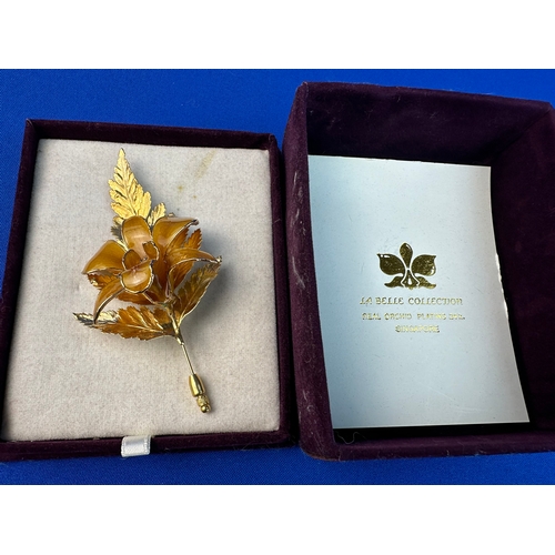 31 - 24K Gold Plated Real Orchid Brooch