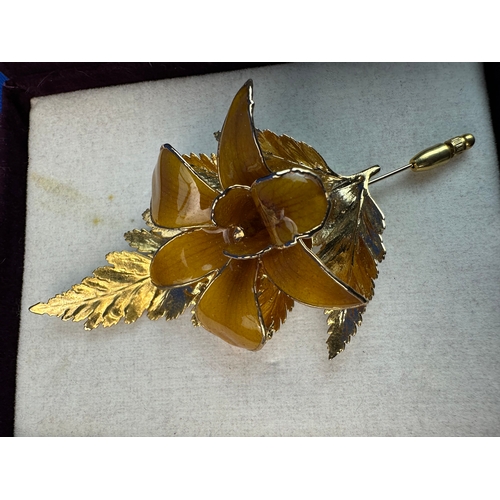 31 - 24K Gold Plated Real Orchid Brooch