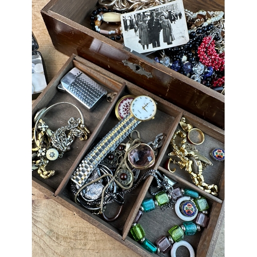 87 - Nice Wooden Box of Costume Jewellery