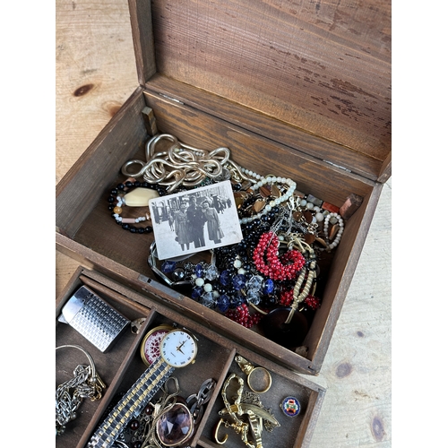 87 - Nice Wooden Box of Costume Jewellery