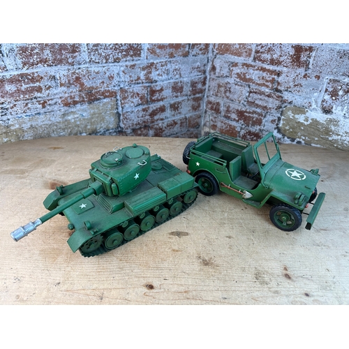 114 - Realistic Tinplate Model Military Vehicles