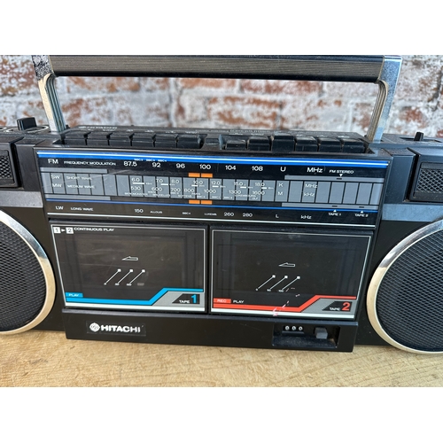 412 - Vintage Hitachi TRK-W24E Boombox Double Cassette Recorder