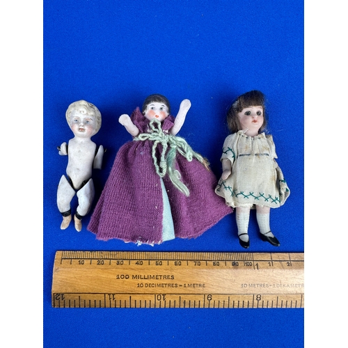 304 - Trio of Miniature Victorian Bisque Dolls