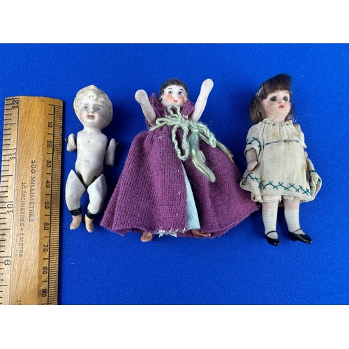 304 - Trio of Miniature Victorian Bisque Dolls