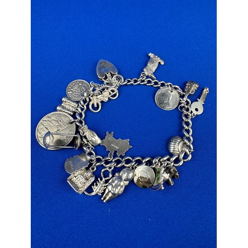 10 - Silver Charm Bracelet 51g