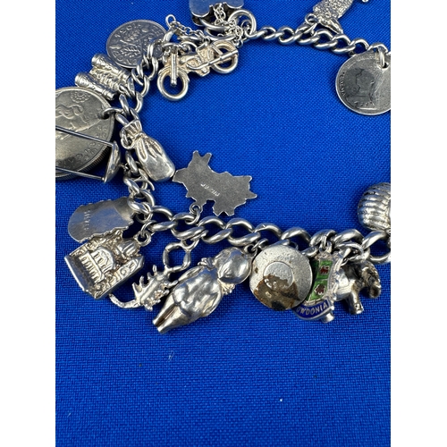 10 - Silver Charm Bracelet 51g