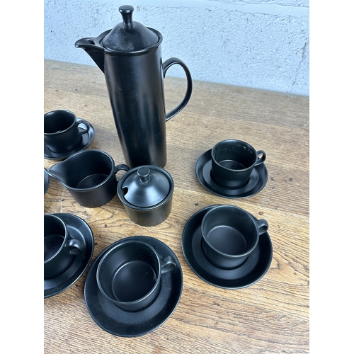 270 - Mid Century Wedgwood Etruria & Barlaston Ravenstone by Robert Minkin, 15 Piece Coffee Set