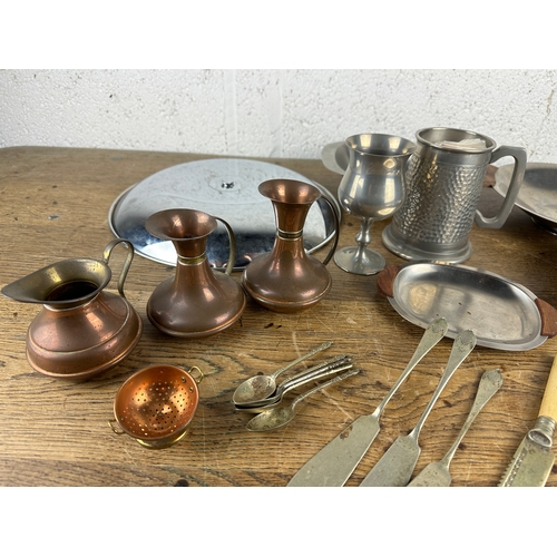 131 - Mixed Lot of Metal Ware and Stainless Serving Ware inc. Danish and Pewter Tankard