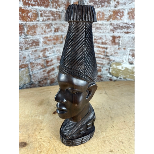 479 - African Hardwood Carved Lamp Base