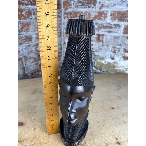 479 - African Hardwood Carved Lamp Base