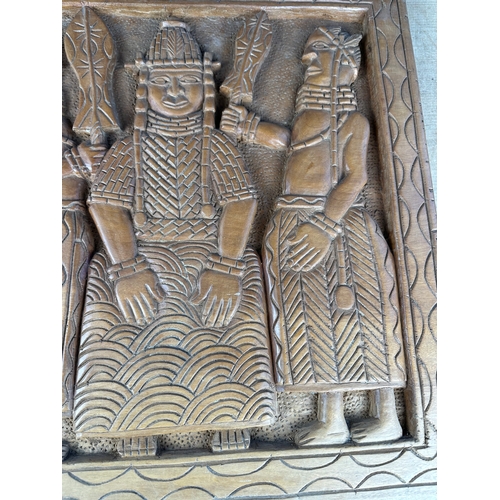 126 - African Carved Wooden Wall Panel