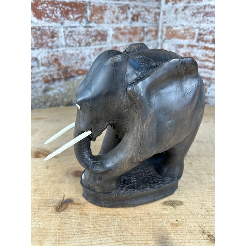 120 - African Hardwood Carved Elephant - Heavy.