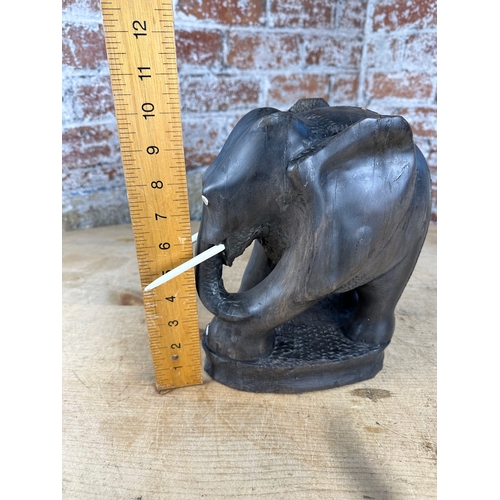 120 - African Hardwood Carved Elephant - Heavy.