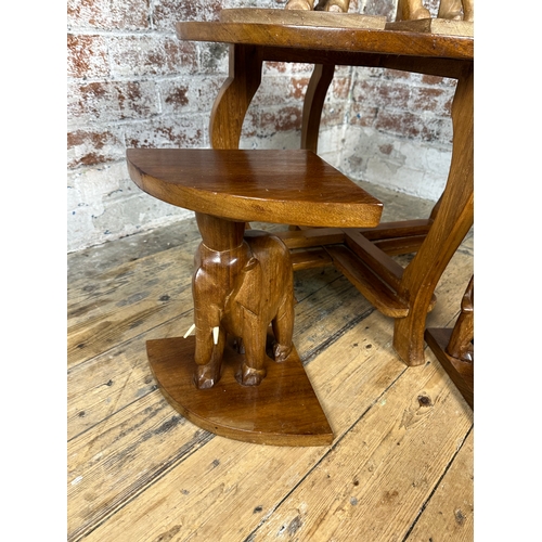 508 - African Style Table with Carved Elephant Details & Four Smaller Side Tables