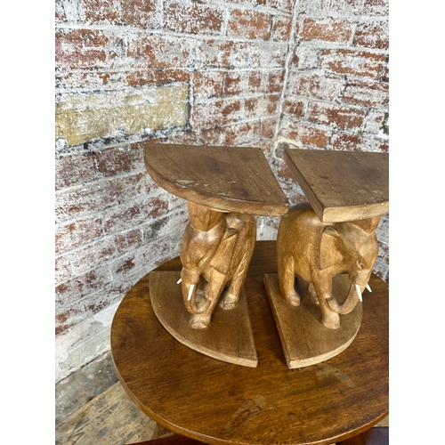 508 - African Style Table with Carved Elephant Details & Four Smaller Side Tables