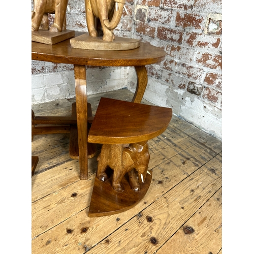 508 - African Style Table with Carved Elephant Details & Four Smaller Side Tables