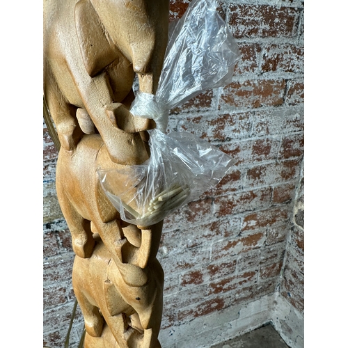 480 - Carved Elephant Standard Lamp