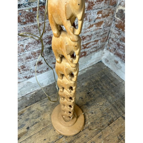 480 - Carved Elephant Standard Lamp