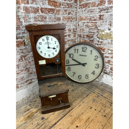 88 - National Time Recorder Co Clock & Large Slave Clock