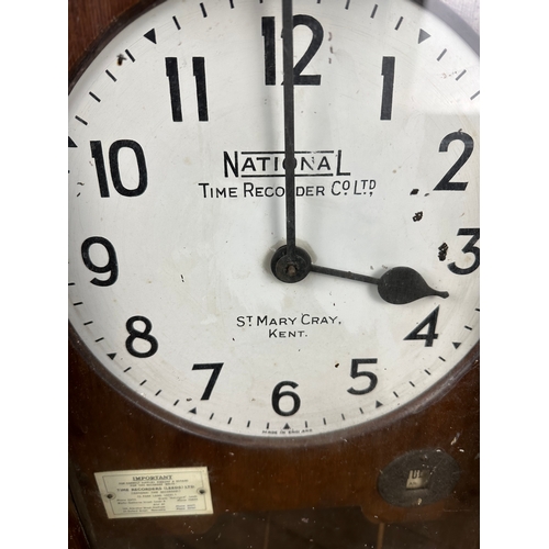 88 - National Time Recorder Co Clock & Large Slave Clock