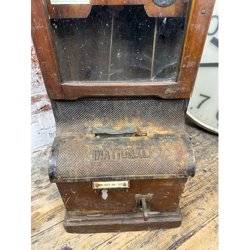 88 - National Time Recorder Co Clock & Large Slave Clock