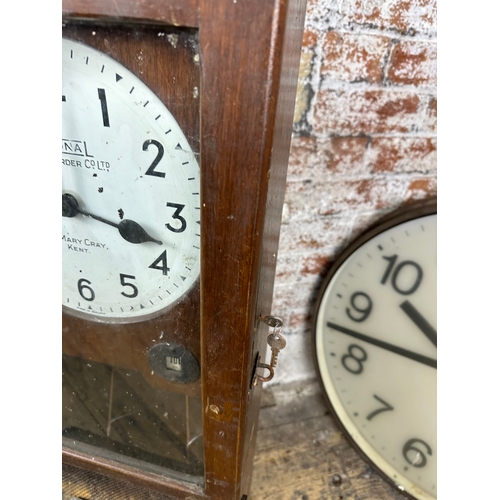 88 - National Time Recorder Co Clock & Large Slave Clock