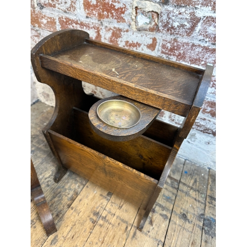 515 - Folding Screen Table & Smokers Table With Newspaper Storage